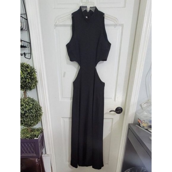 Lynn Lugo Women's Dress Cut Out Waist High Neck Sleeveless Black Size P - Picture 1 of 13